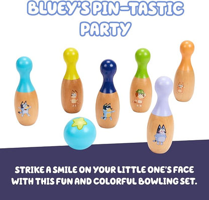 Bluey Wooden Bowling Set, 6 Character Pins, Indoor & Outdoor | Durable wood - Image 3