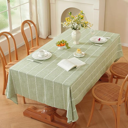 Zobesta Sage Green Tablecloth Rectangle 53 x 98 Inch, Cotton Green Table Cloth Rectangle Table, Washable Farmhouse Soft Boho Tablecloths Rectangular for Party, Holiday, Picnic, Dining, Outdoor,Fall