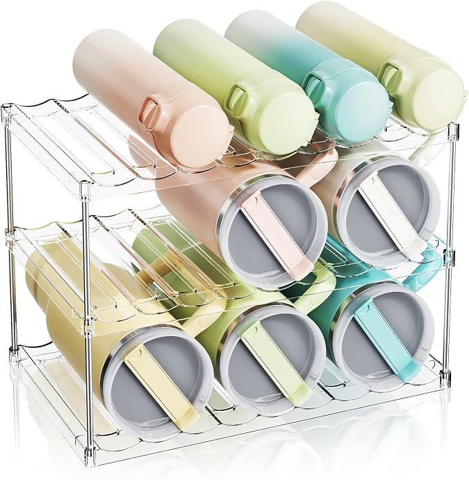 LAMU Stackable Water Bottle Organizer Holder Tumbler Cup Storage Rack | 3 Tier by YourHome-OrganizationHelper
