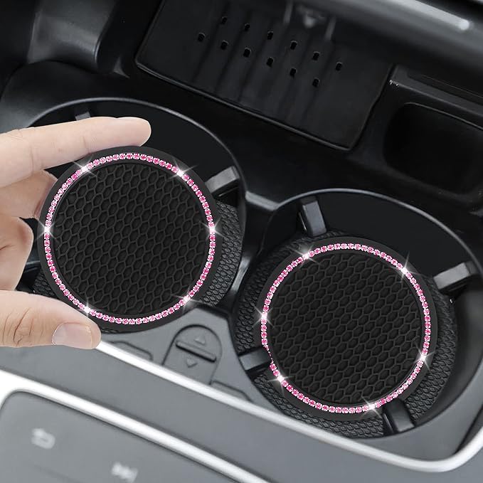 4 Pack Car Coasters, Universal Vehicle Bling Car Coaster, Cute Rhinestone - Image 2