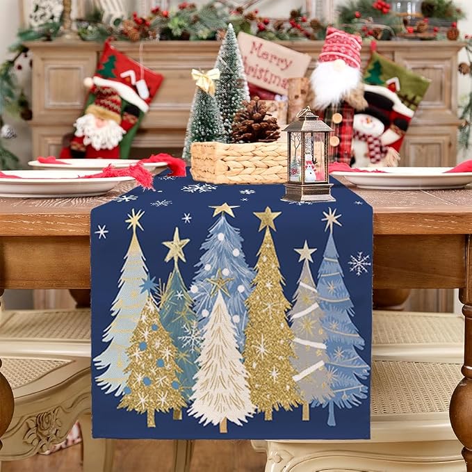 Christmas Table Runner 13x60 Inch, Xmas Trees Snowflakes Holiday Decorative - Image 7