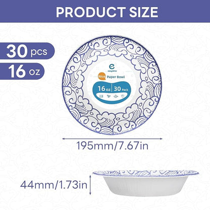 16oz Paper Bowls 30 Count, Disposable Bowls Soak Proof and Microwaveable - Image 6