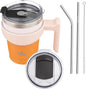 Konokyo 10 oz Tumbler with Handle and Straw, Insulated Travel Mug | Coral; by Konokyo