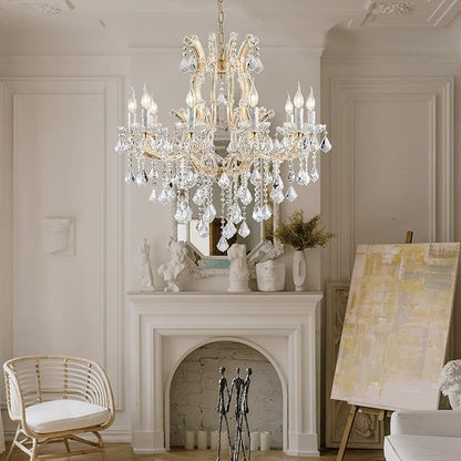 Modern Gold Crystal Chandelier Lighting - Luxury Maria Theresa Chandeliers for Dining Room, Kitchen Island, Living Room, Bedroom, 10 Lights…