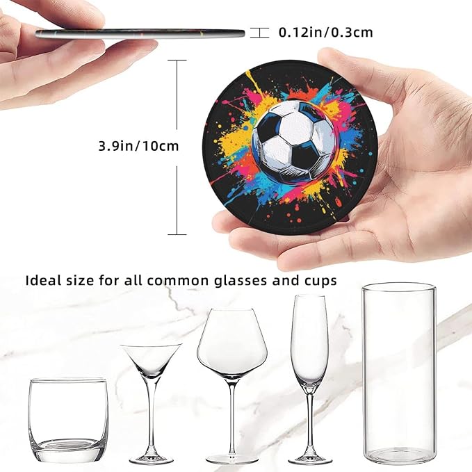 Colorful Soccer Sport Leather Coasters Set of 6 - Image 3