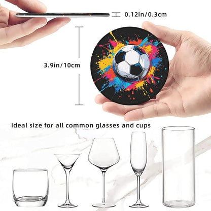 Colorful Soccer Sport Leather Coasters Set of 6 - Image 3