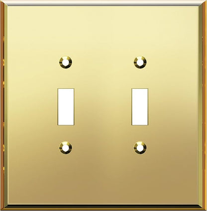 LIDER Reflective Acrylic Toggle Switch Wall Plate, Mirrored Double Light Switch Cover, Plexiglass Cover Plate, Acrylic Glass, Oversized 2-Gang 5.25" x 5.25", LWP-12O-AGD, Gold
