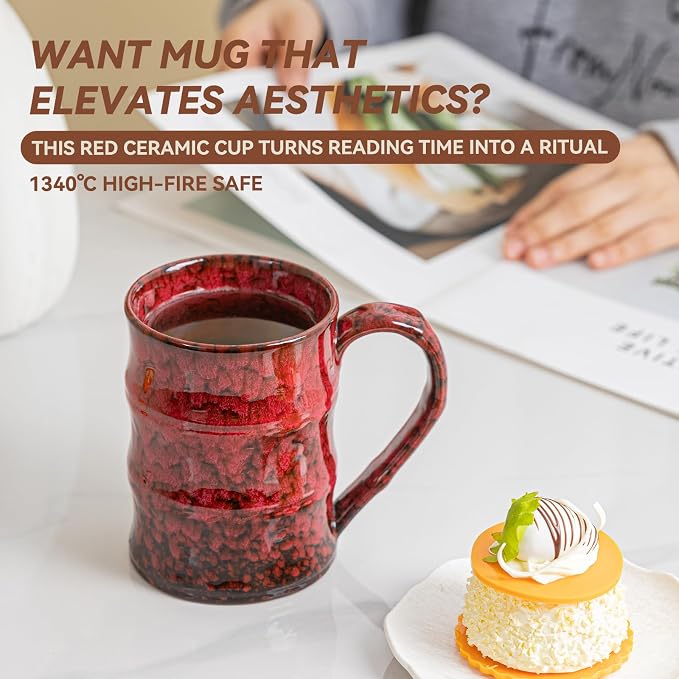22oz Red Kiln-Change Ceramic Coffee Mug - Image 9