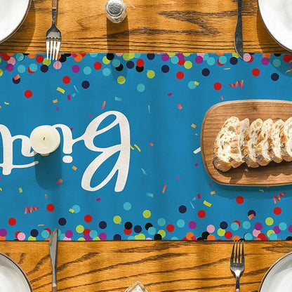 Artoid Mode Polka Dot Blue Happy Birthday Table Runner, Seasonal Winter Kitchen - Image 7