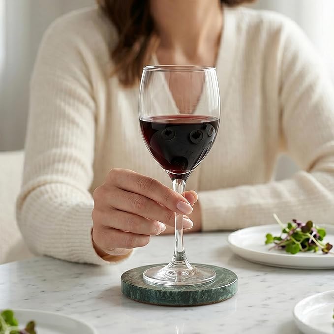 Natural Marble Coasters Set of 4-4" Round Stone Drink Coasters, Non-Slip Cork - Image 7