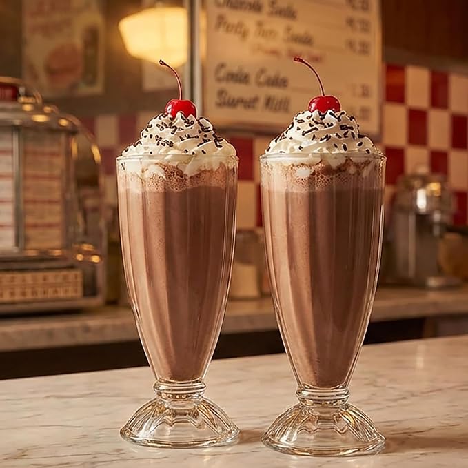 Cedilis Set of 6 Milkshake Glass, 12oz Old Fashion Sundae Cups, Retro Ice Cream - Image 9