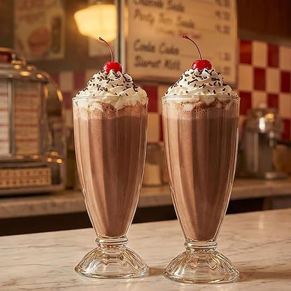 Cedilis Set of 6 Milkshake Glass, 12oz Old Fashion Sundae Cups, Retro Ice Cream - Image 9
