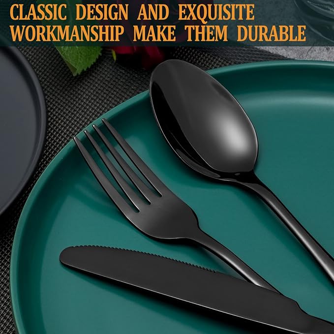 20 Pcs Black Silverware Set, Stainless Steel Flatware Set - Image 5