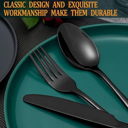 20 Pcs Black Silverware Set, Stainless Steel Flatware Set - Image 5