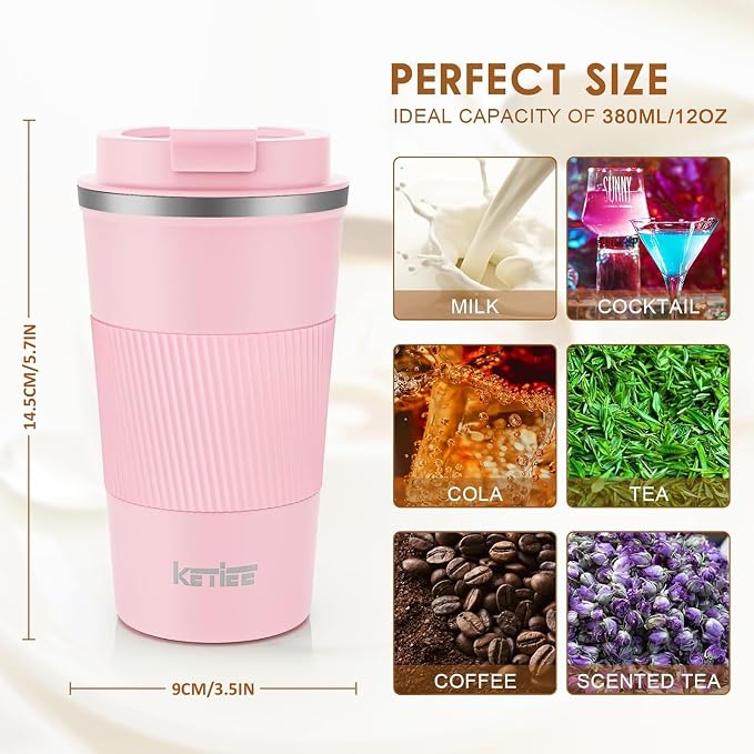 KETIEE 12oz Travel Mug, Insulated Coffee Cup - Image 2