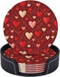 Romantic Gold Line Red Pink Heart Coasters by KiuLoam