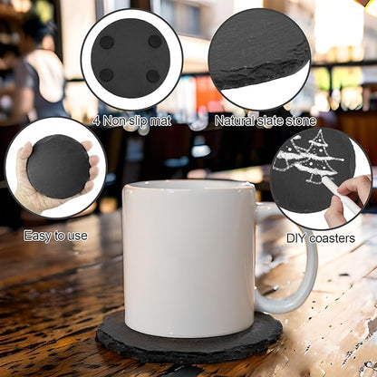 60 Pieces Slate Coasters. Dhfsleo 4 inch Black Coasters Stone Coaster Set - Image 3