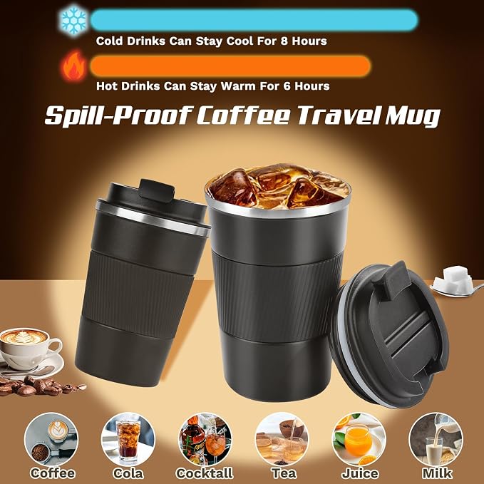 Vacuum Insulated Stainless Steel Travel Coffee Mug, Leak Proof Cup - Image 2