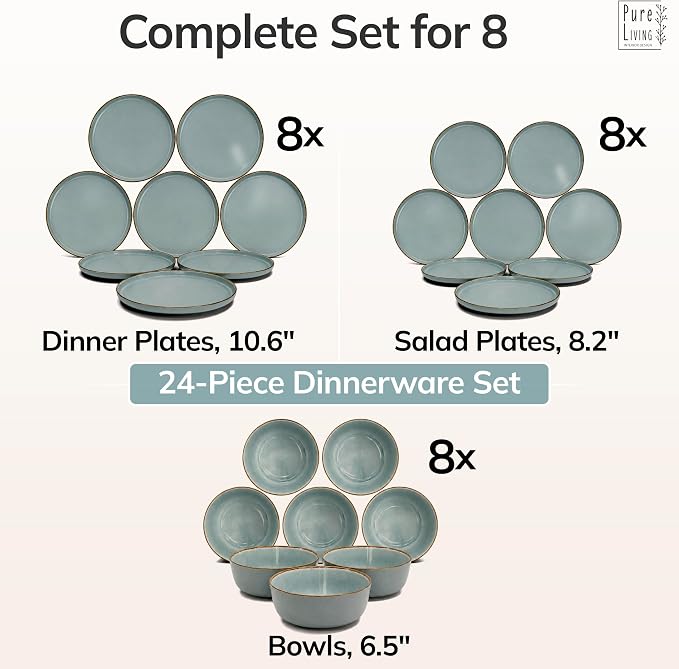 24 Piece Stoneware Dinnerware Set - Image 6