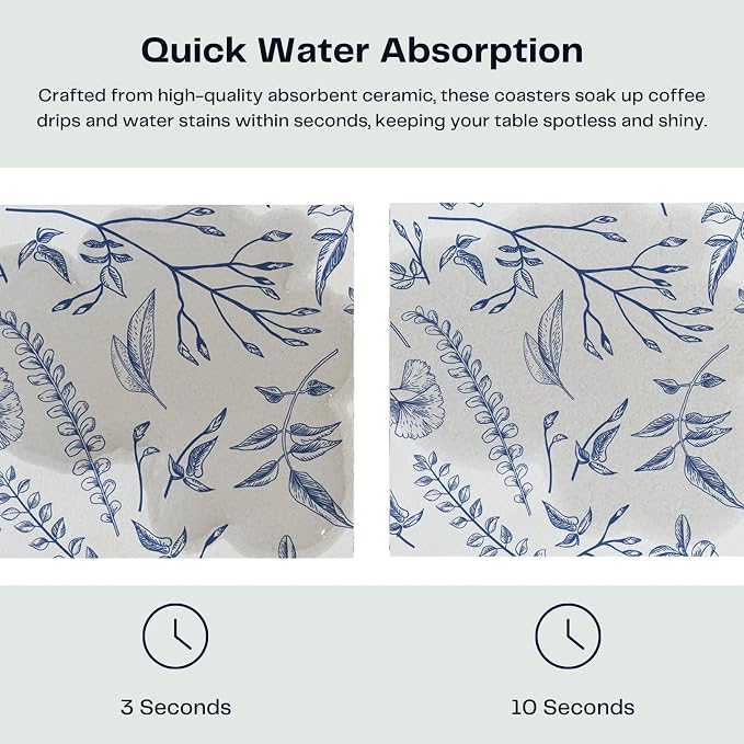 Set of 6 Floral Blue and White Coasters - Image 3