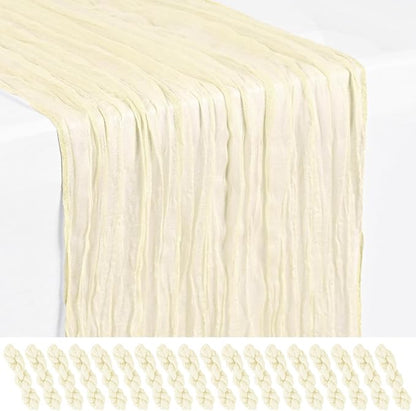 Showgeous 18 Pack Ivory Cheesecloth Table Runner, 17 x 108 Inches | Boho by Showgeous