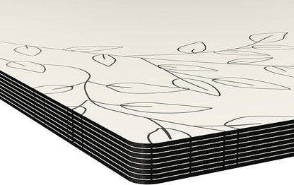 Royalty Art Creamy White Boho Placemats, 4 Pc. Set, Non-Slip Cork Backed, Wipeable Heat Resistant Surface for Kitchen and Dining Table Protection, Cute Floral Pattern for Farmhouse or Rustic Decor