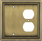 Henne Bery Sunken Pearls Heavy Duty Decorative Wall Plate Switch Plate Outlet Cover (Blank/Duplex, Antique Brass)