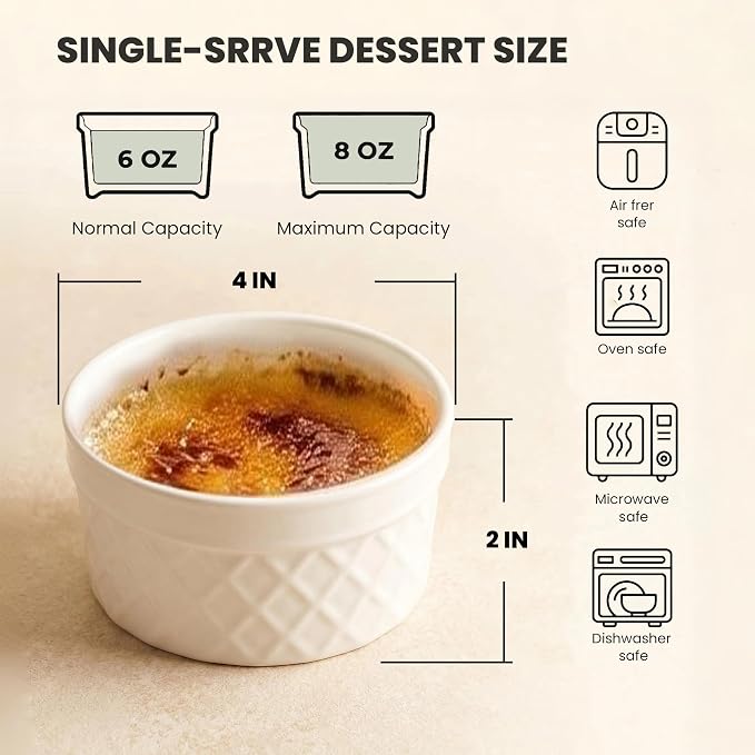 8 oz Ramekins, Suitable for Use in the Oven and Dishwasher | The stackable - Image 3
