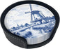 Delft Blue Dutch Windmill Countryside Leather Coasters | 6 Pack Pu Leather by Unknown