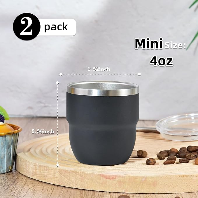 CHLJAR Espresso Cups, 4oz Insulated Espresso Cup Set of 2, Espresso Shot Cups - Image 2