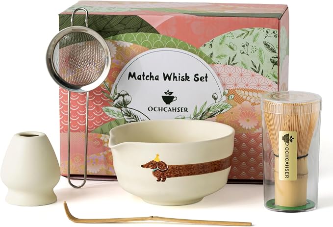 Matcha Set with Dog Pattern, 17 OZ Matcha Bowl, Matcha Kit by Ochcahser