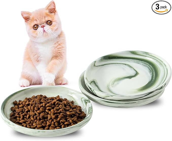 3 PCS Ceramic Cat Bowls, 5.5 in Pet Bowl Cat Dishes by Howise