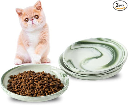 3 PCS Ceramic Cat Bowls, 5.5 in Pet Bowl Cat Dishes by Howise