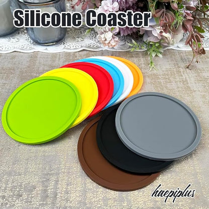 6 Pieces Silicone Coasters, Cup Coasters for Drinks, Heat Resistant Glass Cushion, Coffee Coaster for Table, Desk, Kitchen, Office, Bar Furniture Protection, Hot Cup Mat (Black)