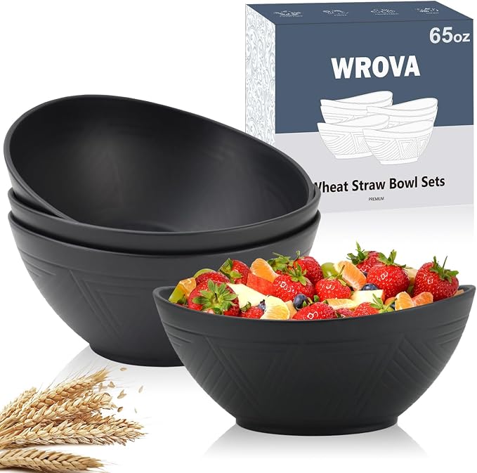 65oz Large Salad Bowls Black by WROVA