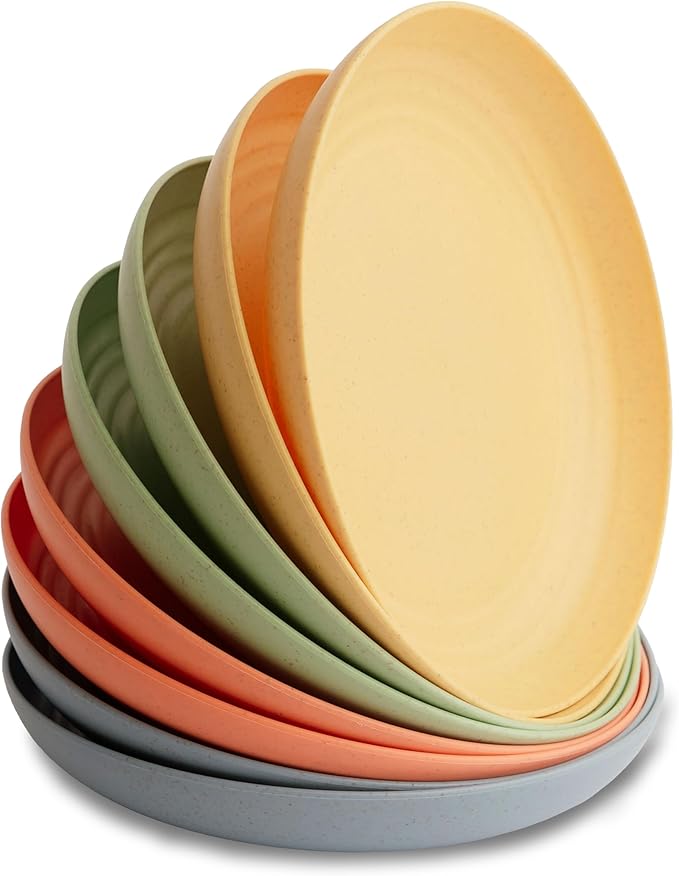 8-Pack Reusable Wheat Straw Plates Set by NookTheory