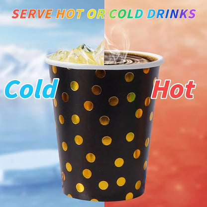 120 Pack Black And Gold Paper Cups-9 oz Disposable Paper Cups - Image 3