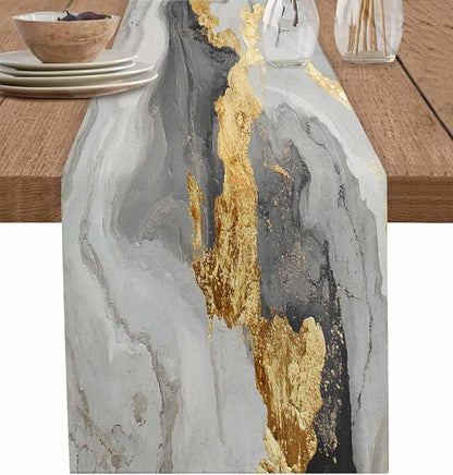 Grey Ombre Marble Table Runners 48 Inches Long, Abstract Art Kitchen Dining by Unknown