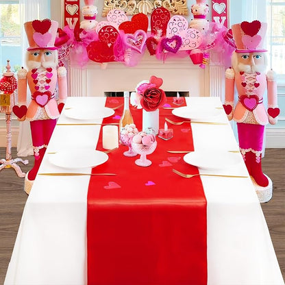 B-COOL Red Table Runner Valentine's Day Table Runner 5 Pack 12x108 inch Satin - Image 4