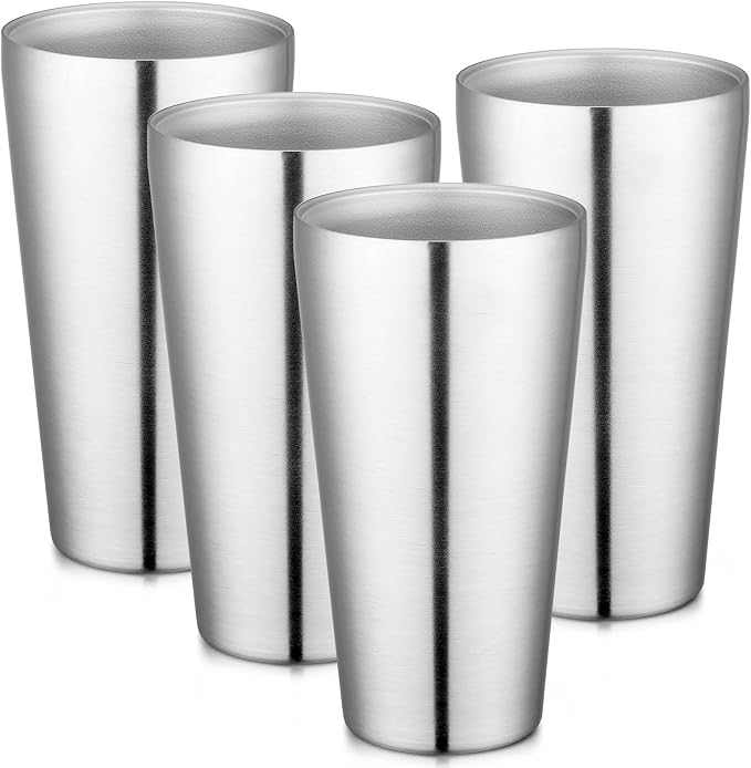 Beasea Stainless Steel Cups 19 oz, 4 Pack Large 18.6oz 550ml Stainless Steel by Beasea