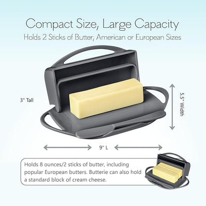 Flip Top Butter Dish with Attached Lid & Matching Knife, 2 Pack - Image 4