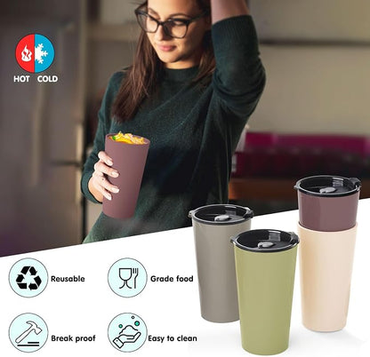 Greentainer 4 Pack Plastic Travel Coffee Mug Set, 20 oz Spill Proof Drinking - Image 3