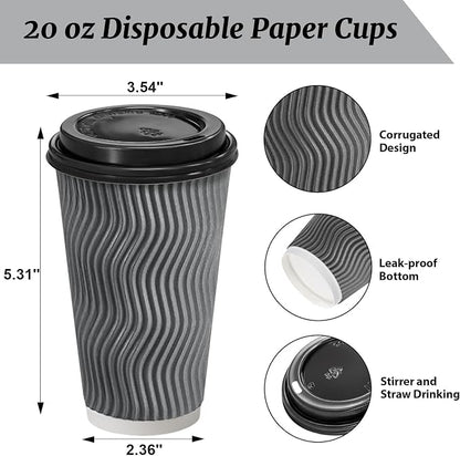 Clawsoff 50 Pack 20 oz Disposable Insulated Coffee Cups - Image 2