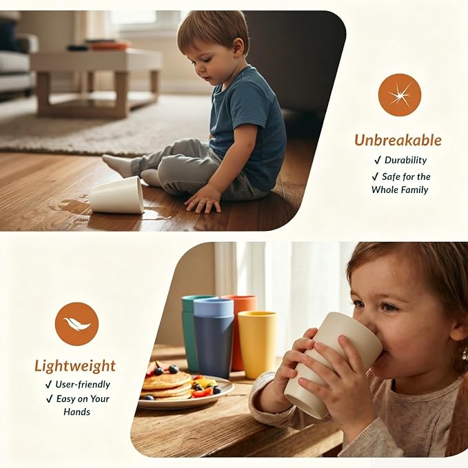 Homienly Water Cups Wheat Straw Drinking Glasses Cups 12oz Unbreakable Cups - Image 5