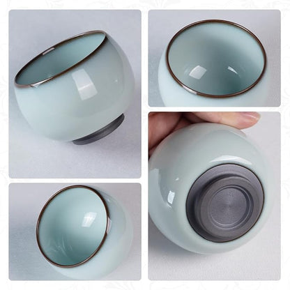 KAMMAK Japanese Tea Cups, 4 Oz Small Handmade Ceramic Teacups, Loose Leaf and - Image 4