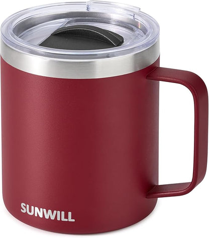 SUNWILL Travel Coffee Mug with Lid, Insulated Tumbler with Handle, 14 oz by SUNWILL