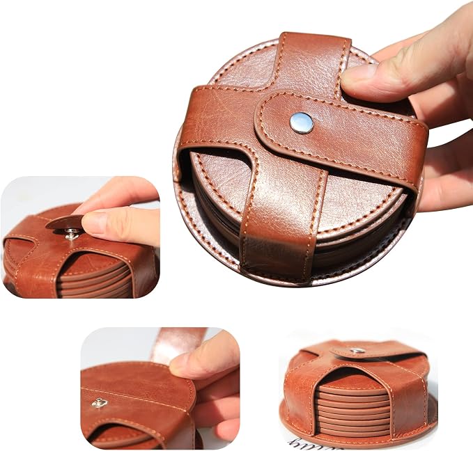 TOSSOW PU Leather Coaster 8 Pcs - Image 6