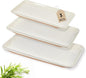 AmorArc Ceramic Serving Platter,Rectangular 16"/14.3"/12.6" inch Serving Dishes for Party Entertaining,Stoneware Serving Trays forTurkey,Salad,Microwave&Dishwasher Safe-Set of 3-Light Beige