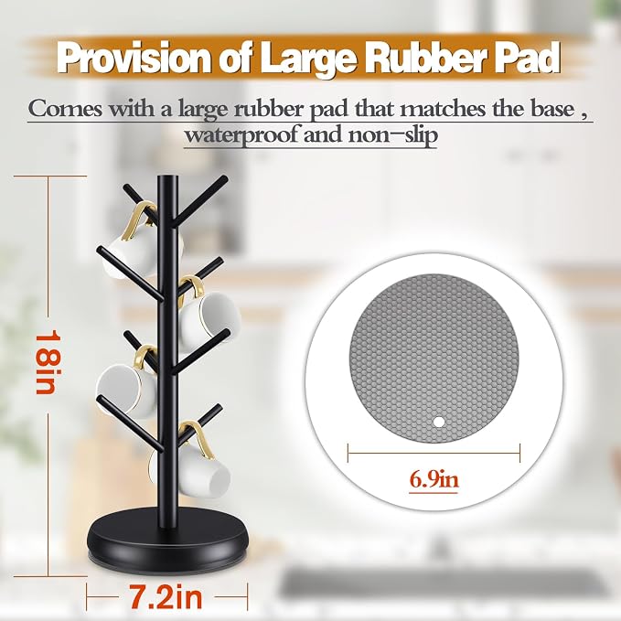 Rotating Mug Tree, 8-Hook Coffee Mug Holder - Image 2