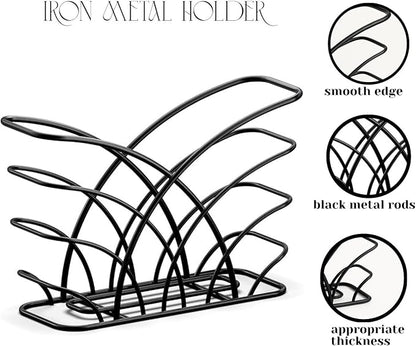Napkin Holder for Table Countertop, Modern Decorative Sturdy Iron Black Metal - Image 2